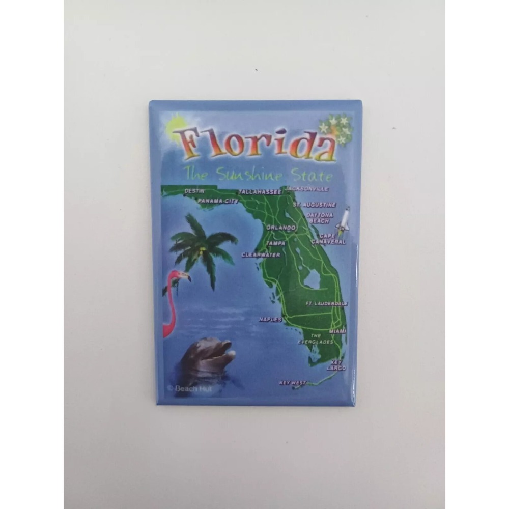Florida The Sunshine State Souvenir Magnet Fridge Travel Dolphin‎ Cities